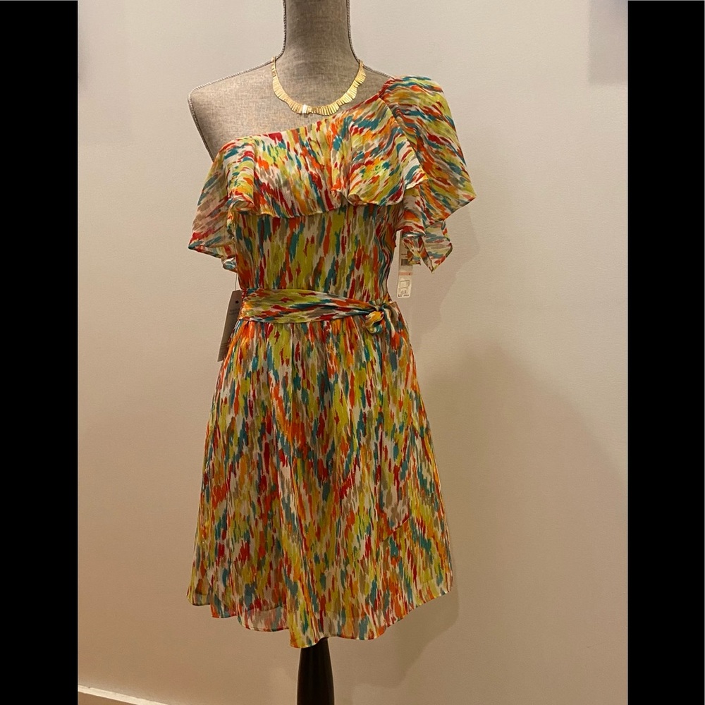 Laundry Limone Multi One Shoulder  Dress NWT